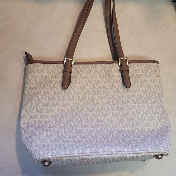 Michael Kors Womens Purse White/brown Tote - Picture 3 of 5